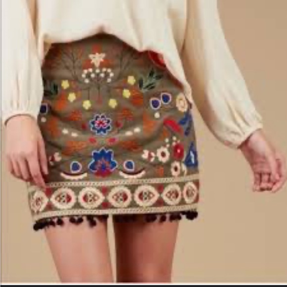 NWT Altar’d State olive green embroidered skirt - Picture 4 of 14